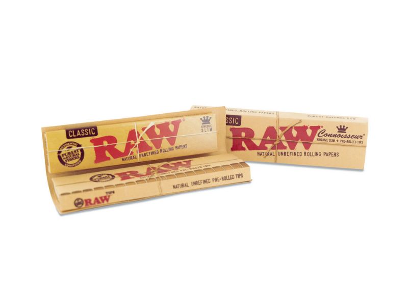 RAW Papel P/Armar Connoisseur Classic King Size + Prerolled Tips